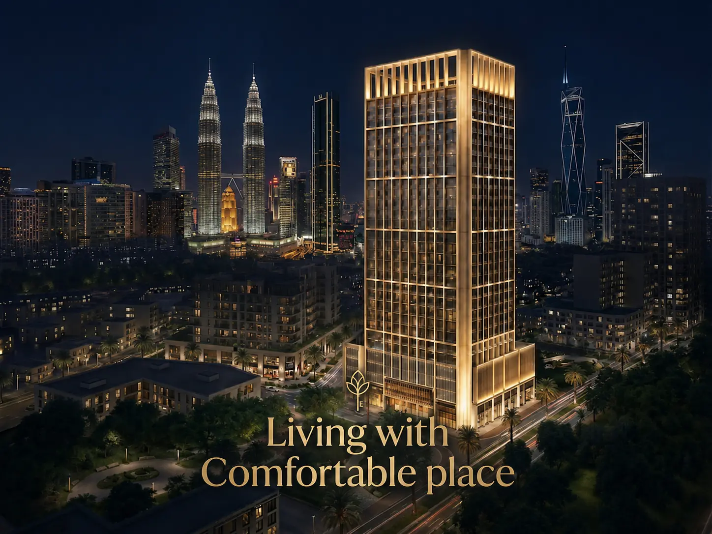 Illuminated Wangsa Maju residence against the Kuala Lumpur night skyline